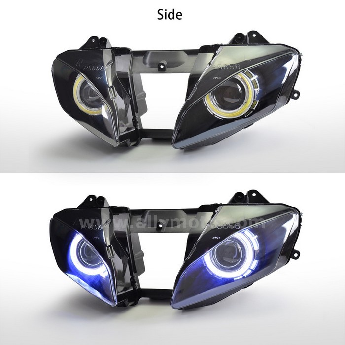 035 Headlight Yamaha Yzf R6 2006 2007 Hid Dual Led Angel Halos Eye Light-5